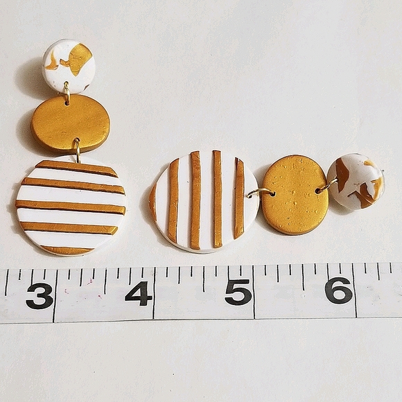 Polymer clay drop earrings - Picture 3 of 5